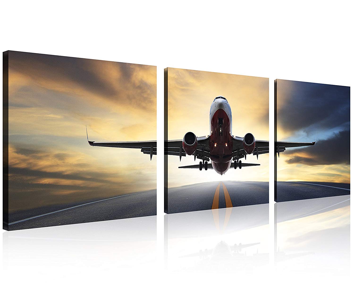 3 teiliges flugzeug wandbild leinwand