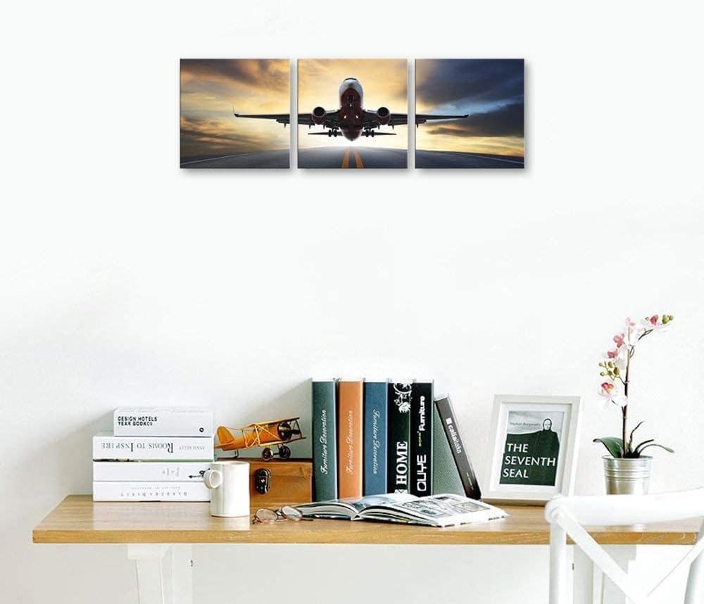 3 teiliges flugzeug wandbild leinwand – Bild 4